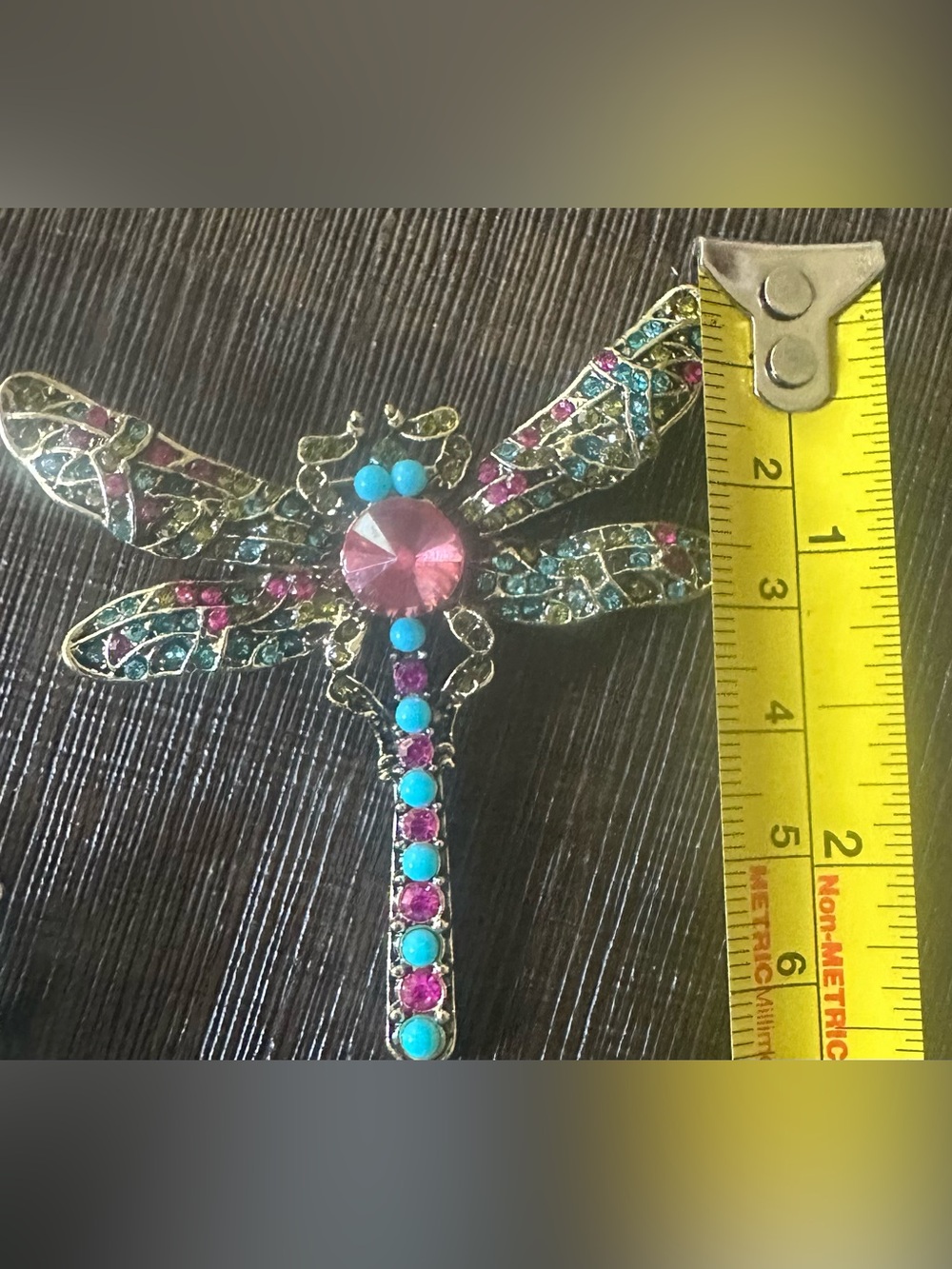 Multicolor Gemstone Dragonfly and Frog Brooch Set - Picture 3 of 4